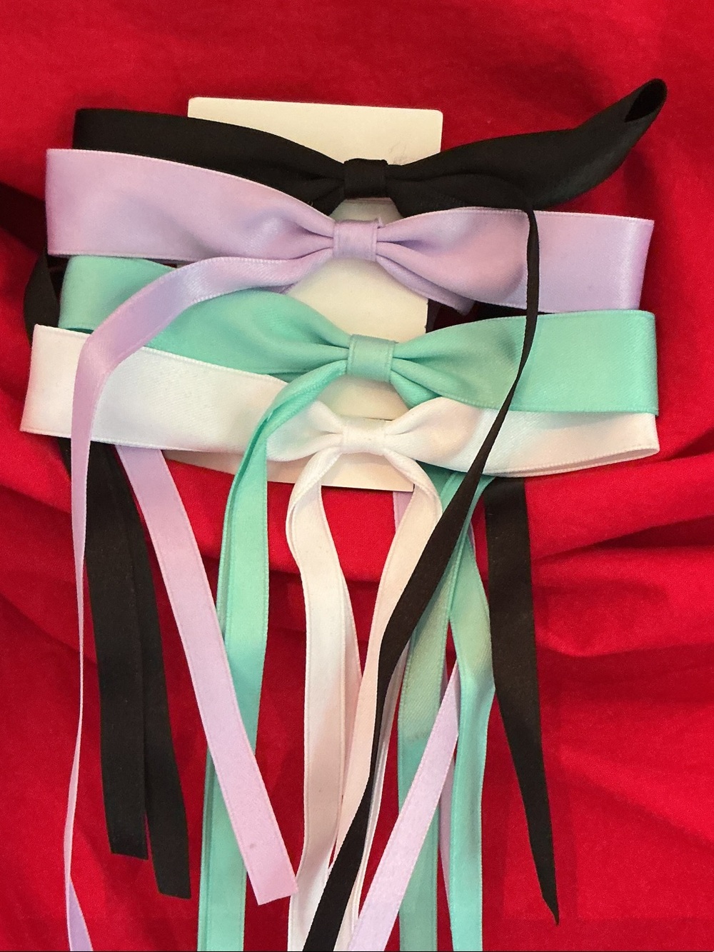 Satin Bow Headbands - Pastel Mint, Lilac, White & Black